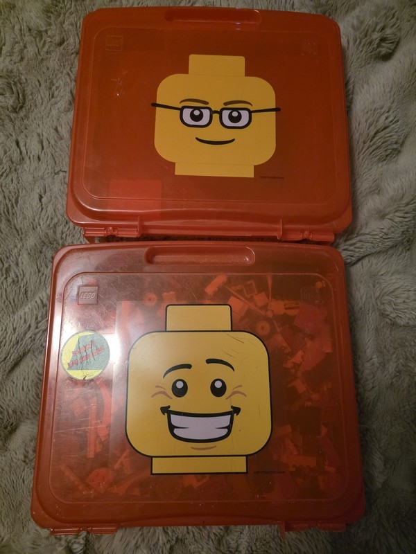 2 LEGO Minifig  Red Storage Project Carry Case Lot of 2 W Legos