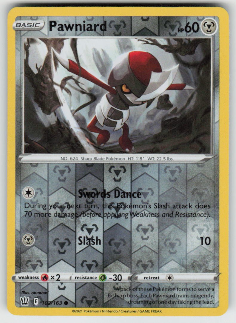 Pawniard 103/163 Common Battle Styles Pokemon Reverse Holo Near Mint