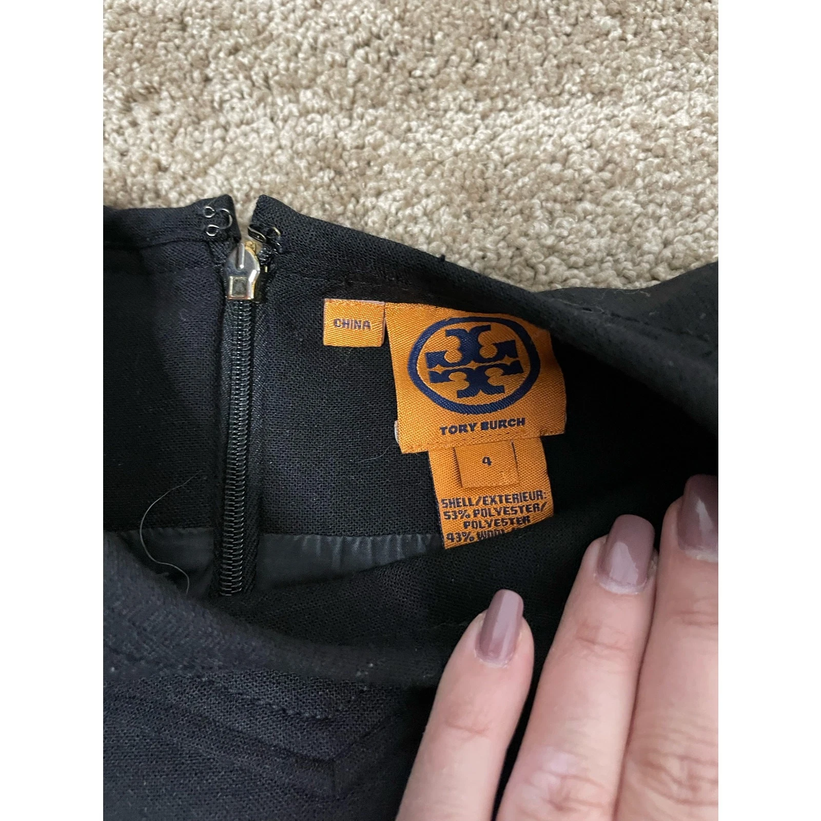 Abito tubino nero donna Tory Burch taglia 4 girocollo senza maniche minimalista basic