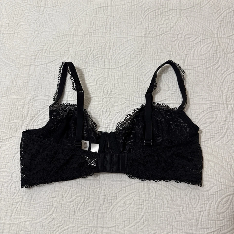 Sujetador sensual con aros de encaje negro vintage Gillligan & O'malley Balconette / 36D Foto 3 de 4