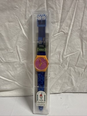 Swatch 1996 Atlanta Olympic Staff GO100C Pink/Orange with Box  Watch