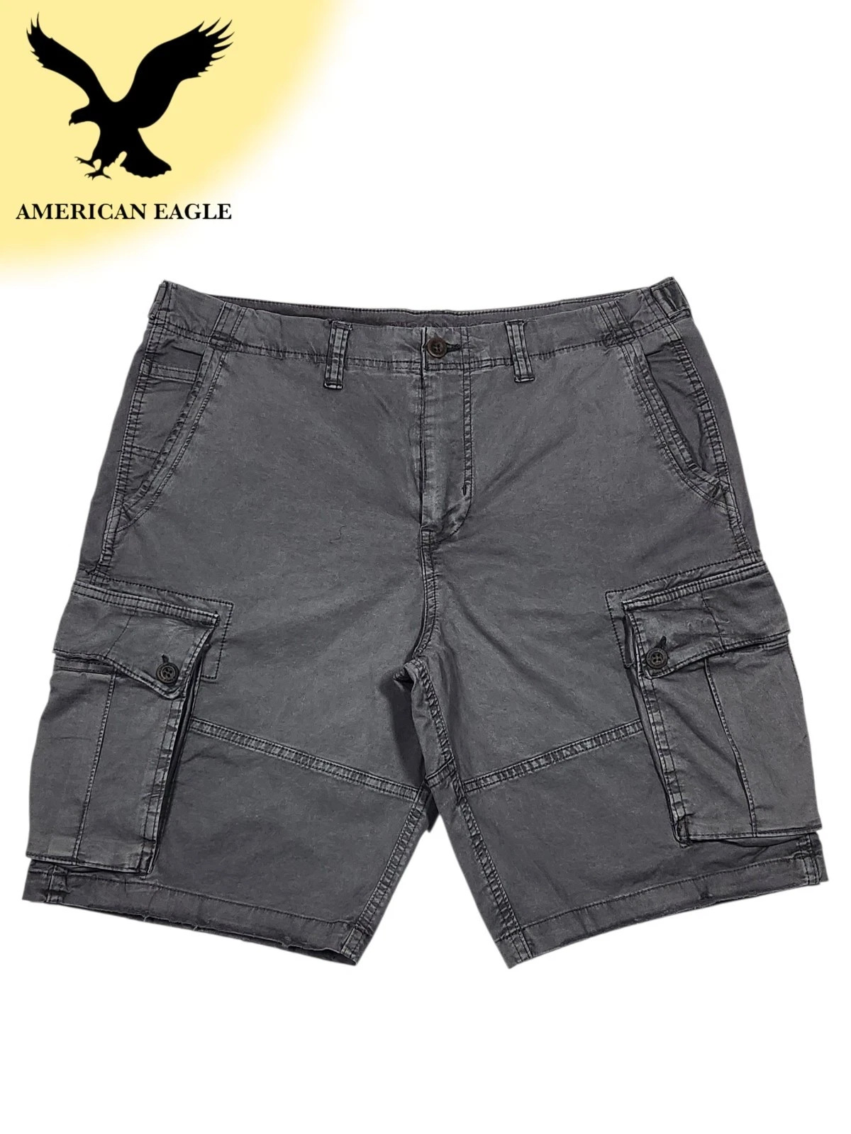 American Eagle Mens Size 36 Classic Flex Cargo Gray Shorts Pocket Rugged Outdoor