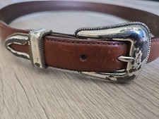 Vintage Tony Lama Western Leather Belt Braided Woven Cowboy Red/Brown 34