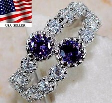 2CT Amethyst  Topaz 925 Solid Sterling Silver Ring Sz 7 UB4-2