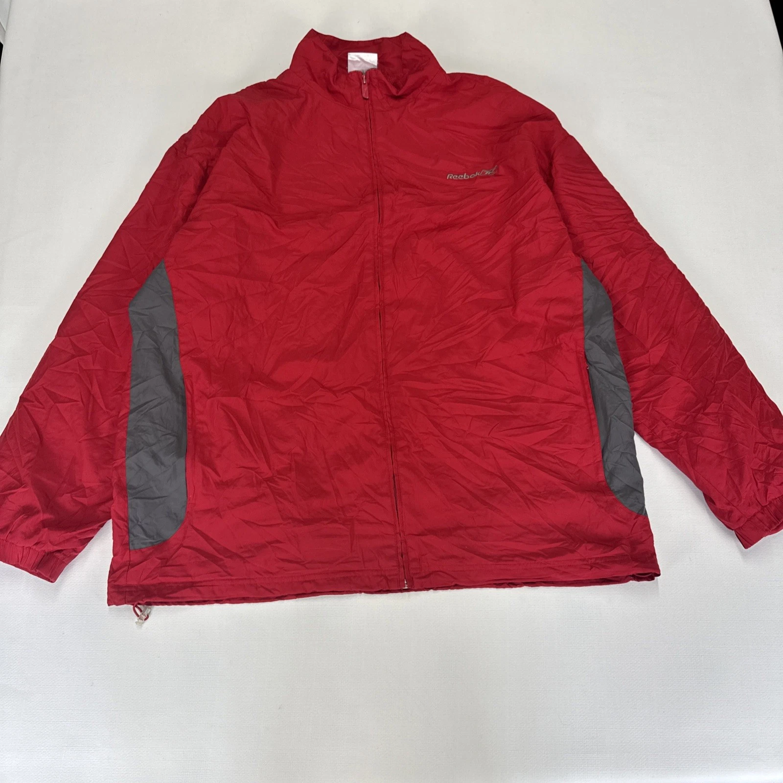 Vintage REEBOK Track Jacket Mens 2XL Red Windbreaker Small Logo Nylon Classic