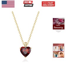 Genuine Birthstone Necklace for Women, Heart Love Necklace, Birthday Gifts fo...