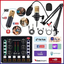 Condenser Microphone Podcast Equipment Bundle Studio Recording Kit Music Mixer