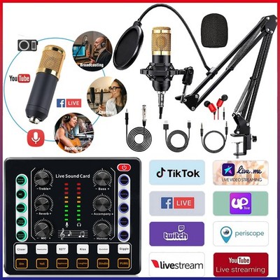 Condenser Microphone Podcast Equipment Bundle Studio Recording Kit Music Mixer
