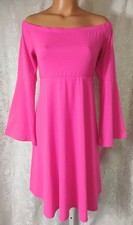 TORRID Off-Shoulder Bell Sleeve Babydoll Skater Mini Dress Sz 00 Pink Jersey