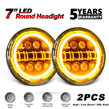 2pcs DOT 7" Inch Round LED Headlight DRL Signal Light For Jeep Wrangler 07-18 JK