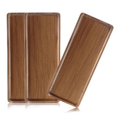 13.8 Inch Solid Wood Serving Platters and Trays of Natural Acacia Wood Log Charc