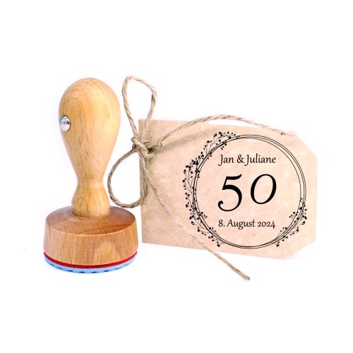 Motivstempel Hochzeitstag JubiläUm 50 Jahre Mit Namen + Datum Vintage Kranz Stem-image