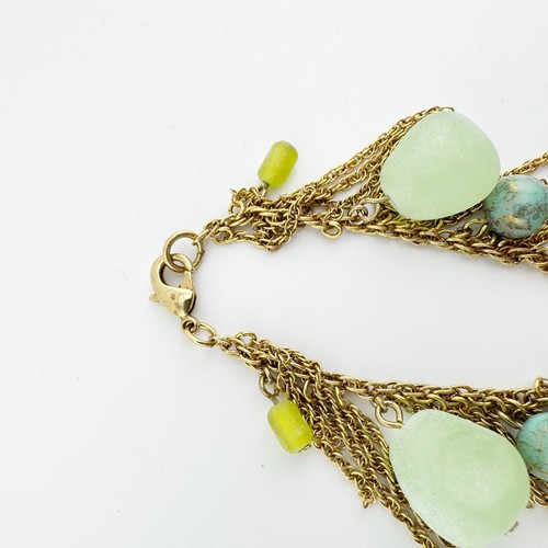 Vintage Boho Gold Chain Bracelet with Green Aventurine & Turquoise Beads - Picture 8 of 9