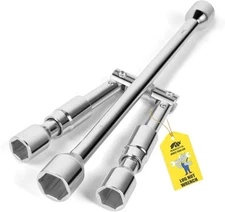 MIKKUPPA 4 Way Folding Lug Wrench - Universal 14 Inch Tire Cross Collapsible Tir