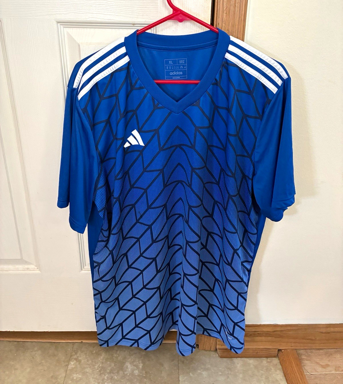 Adidas Team Icon 23 Soccer Jersey Mens XL Blue AEROREADY Slim Fit Geometric
