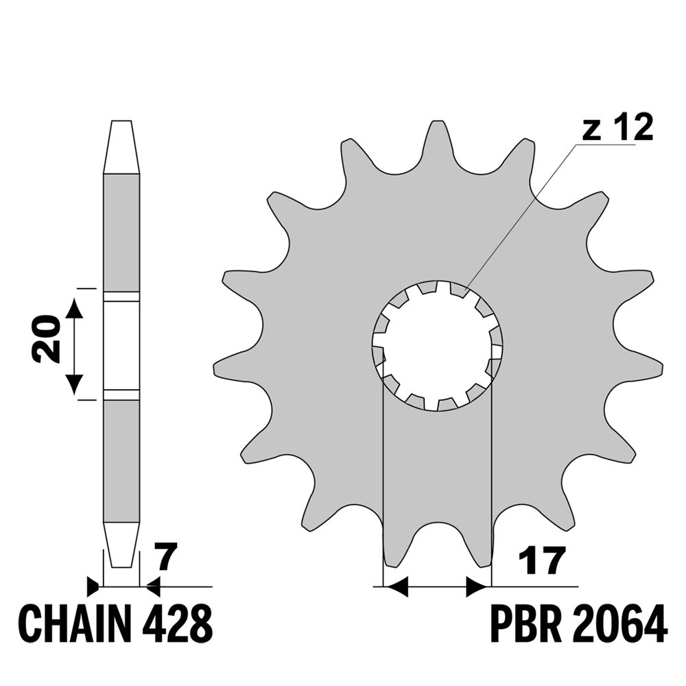 Pignon avant PBR 13 Dents, l'excellence de l'acier pour la moto HRD Sonic 2 SM 50