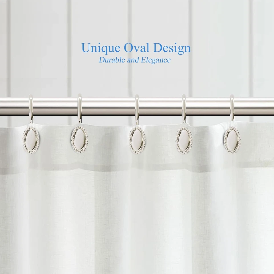 Nickel Shower Curtain Hooks, Rust Proof Shower Curtain Rings for Bathroom, Metal - Image 4 of 4