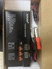 XUYUAN Power Inverter 4 USB Ports 3 Plug Ins DC 12V AC 100V-130V 60 Hz