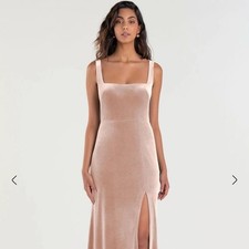 Jenny Yoo Mara Velvet Bridesmaid Dress Prosecco Formal Gown Size 8 Maxi