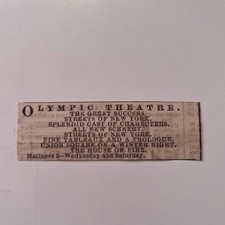Olympic Theatre Streets Of New York New Scenery 1869 NY Clipping SAJ7-S112
