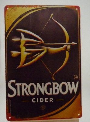 Strongbow Cider Metal Tin Sign Archer Logo Bar Pub Wall Decor Vintage Style