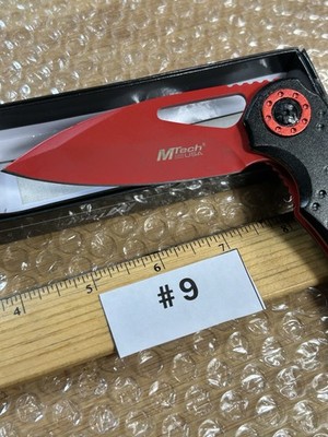 MTech USA Red Black Folding Pocketknife Stainless Steel MT-A882RD Drop Point