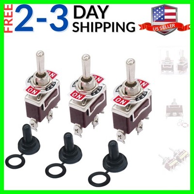 3pcs Toggle Switch SPDT ON-Off-ON 3 Pin 3 Position Latching Switch Toggle Roc...