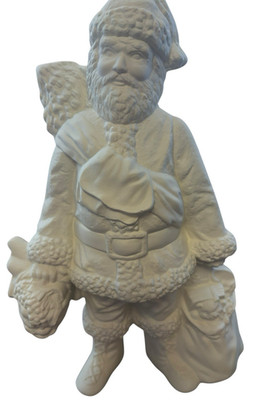 Christmas Santa 10'' toybag, goodies and tree Ceramic Bisque ready to paint