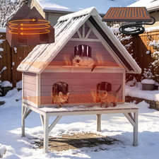 Heated Cat House Outdoor Insulated Shelter with Loft and Cover for Outside Cats