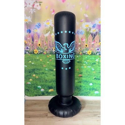 63'' Inflatable Freestanding Boxing Punching Bag Black Blue Eagle Can Weight Base