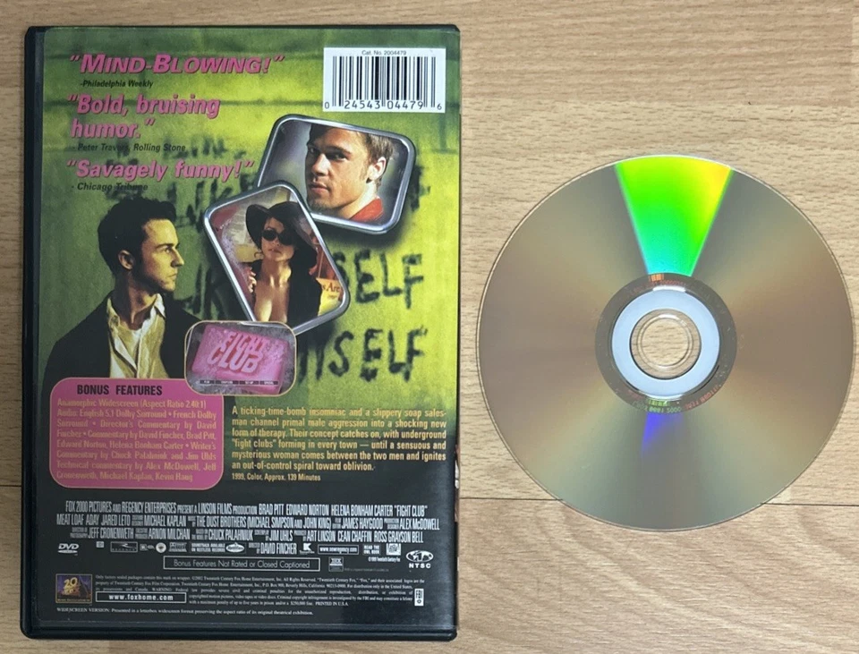 Fight Club DVD Brad Pitt Edward Norton Helen Bonham Carter Meat Loaf Aday Jared - Image 2 of 4