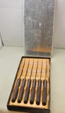 Vintage Boker Tree Brand Steak Knife Set of 6 with Wood Tray in Box