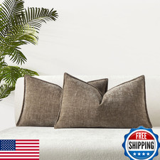 JUSPURBET 12x20 Chenille Decorative Pillow Covers Set of 2 for Sofa Couch Bed