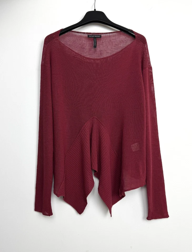 Sarah Pacini 亚麻尼龙不对称针织套衫,尺寸 1 — 第 3/4 张图片