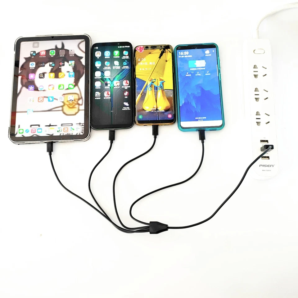 black 50cm 4 in 1 USB to 4 usb-c charger cable for Samsung S22/S21/S20/S10/S9/S8 - Image 4 of 4