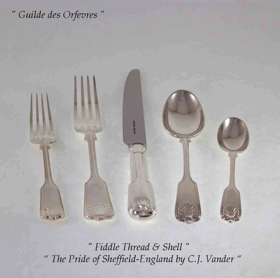 Cubiertos mejor plateados 5 piezas ajuste de lugar, rosca de violín y carcasa Foto 3 de 4