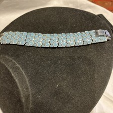 Vintage Bracelet CORA Signed Silvertone & Blue Vintage CORA Bracelet 7 ?