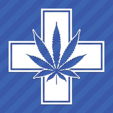 Adesivo decalcomania vinile croce marijuana medica 420 vaso foglia erba cannabis
