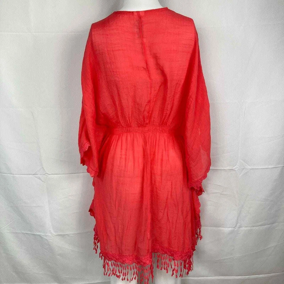 Cubre de natación Time And Tru para mujer talla OS rojo coral ganchillo talla única cintura elástica Foto 4 de 4