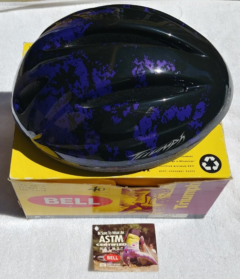 ansi approved bike helmet NEW BELL TRIUMPH Black Purple Bicycle Helmet ASTM/ANSI Certified Open Box  Large