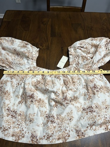 Abercrombie Fitch Crop Blouse Puff Sleeve Linen Blend Size Large NWT - Picture 5 of 7