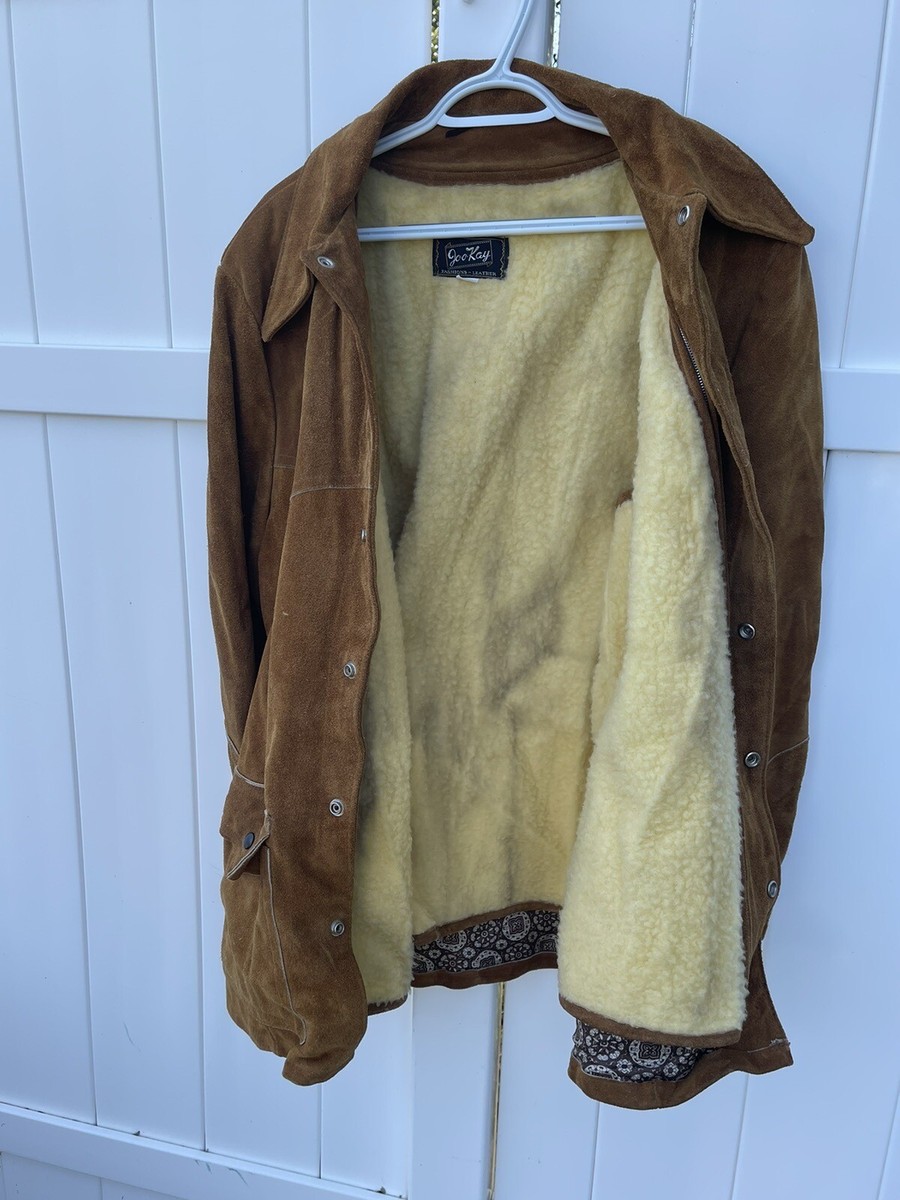 Joo Kay Jacket Suede Leather Sherpa Lined Coat Jacket Size Large