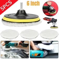 5pcs 6" Car Polishing Wheel Buffing Pads Set Wool Mop Polisher Pad for Drill US