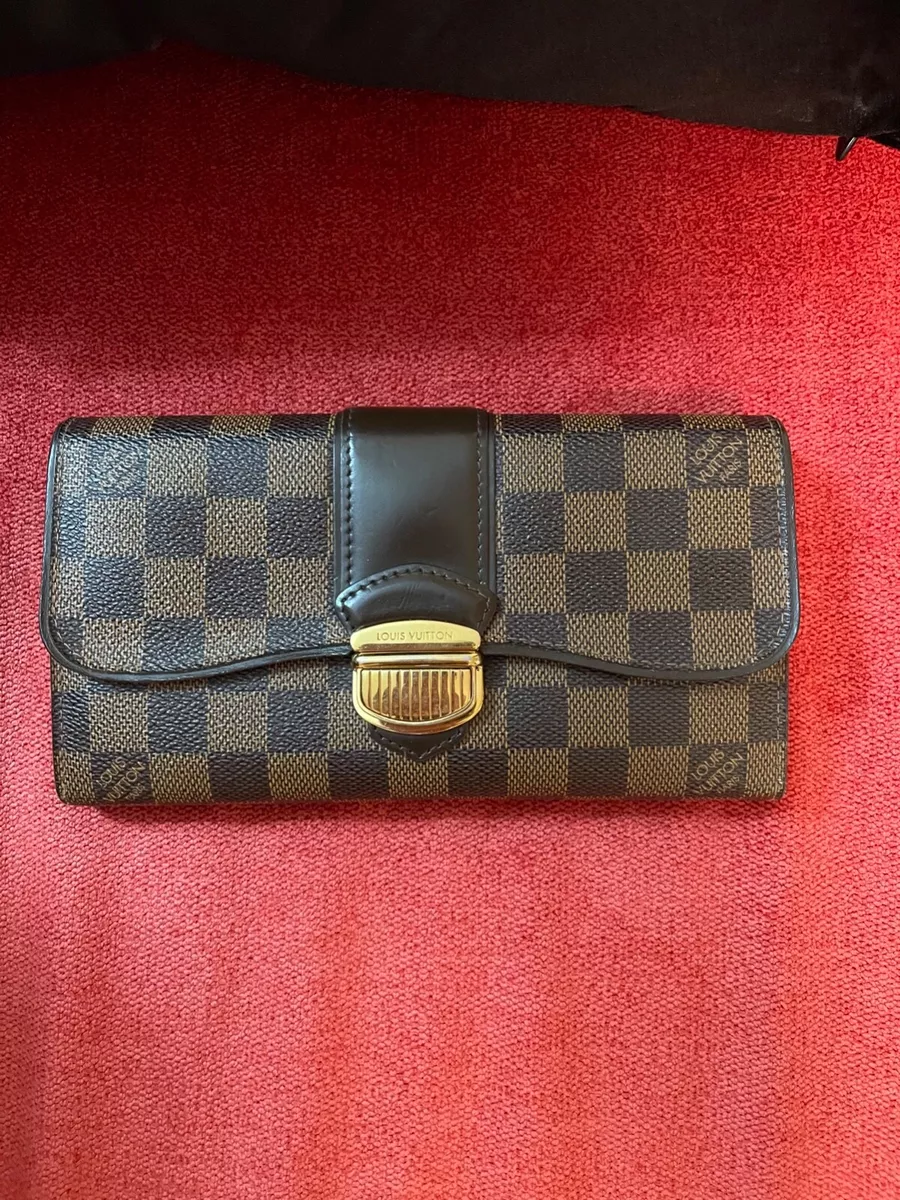 Gorgeous Authentic Louis Vuitton Damier Ebene Sistina Long Wallet