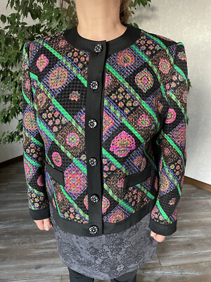 Marie Claire Boutique Paris Blazer Jacket Wool Silk 46 Excellent