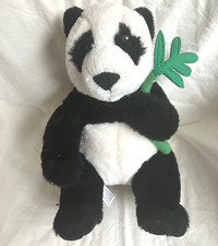 FAO Schwarz Panda Bear Plush Animal with Bamboo Save the Earth 12" Tall Sitting