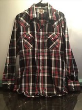 Vintage Ely Cattleman L/S Plaid Western Shirt Snap Button Size XL Great Cond.