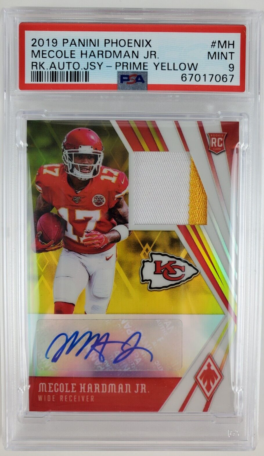 Mecole Hardman Panini Phoenix Rookie Autograph Jersey #MH Prime Yellow