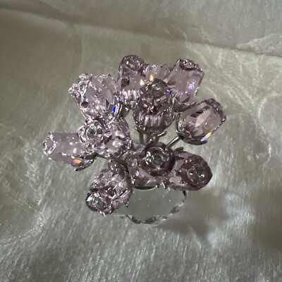 SWAROVSKI Crystal - Vase Of A Dozen Pink Roses - 628343 - Mint Condition-W/Box