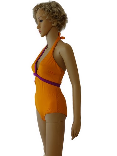 NWT Moeva Janice Orange/Fuchsia One Piece Swimsuit Sz L - Picture 5 of 9